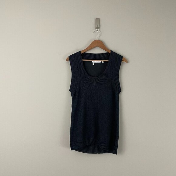 Derek Lam 10 Crosby Charcoal Gray Scoop Neck Knit Tank Size Large - Picture 1 of 7